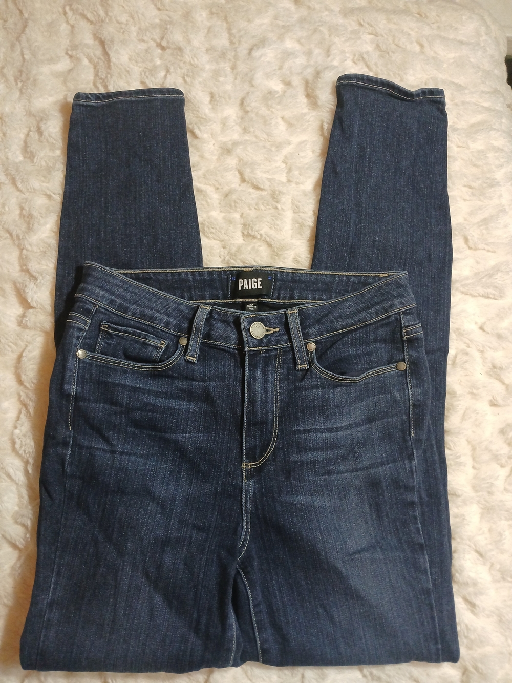 PAIGE Hoxton Ankle Skinny Jeans Dark Blue Wash High Rise Womens 26